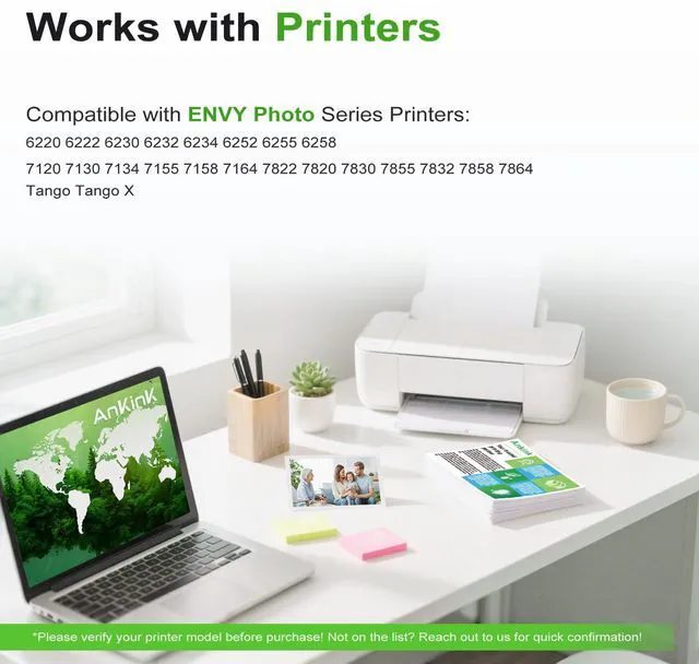 Alt view image 3 of 7 - 64XL Ink Cartridges Replacement for HP 64 Ink 64XL Ink Cartridge Combo Pack Compatible with Envy Photo 7855 7858 7155 7100 6255 6252 7800 Inspire 7200e 7900e 7955e Tango X Printer(Black Color,2 Pack)