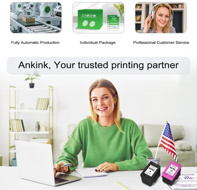 Alt view image 7 of 7 - 64XL Ink Cartridges Replacement for HP 64 Ink 64XL Ink Cartridge Combo Pack Compatible with Envy Photo 7855 7858 7155 7100 6255 6252 7800 Inspire 7200e 7900e 7955e Tango X Printer(Black Color,2 Pack)