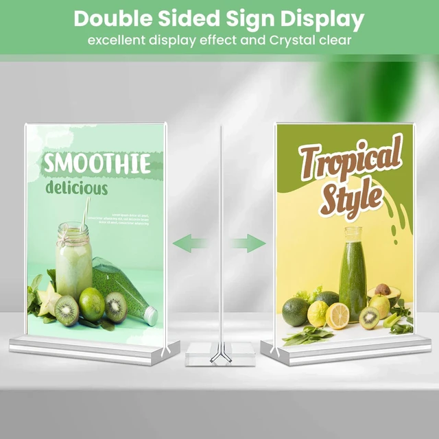 Alt view image 3 of 7 - Acrylic Sign Holder 4x6, 21 Pack Clear Table Menu Vertical Double Sided Display, Plastic Menu Stand Paper Holder Suitable for Restaurants Office Store Show Fair