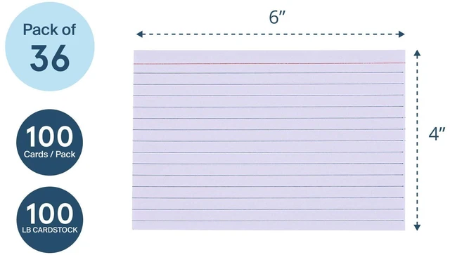 Alt view image 3 of 6 - Recycled Index Cards, 4" x 6", 36 Packs of 100 Note Cards, Lined & Blank Flashcards, Great for Studying, Tests, Speeches