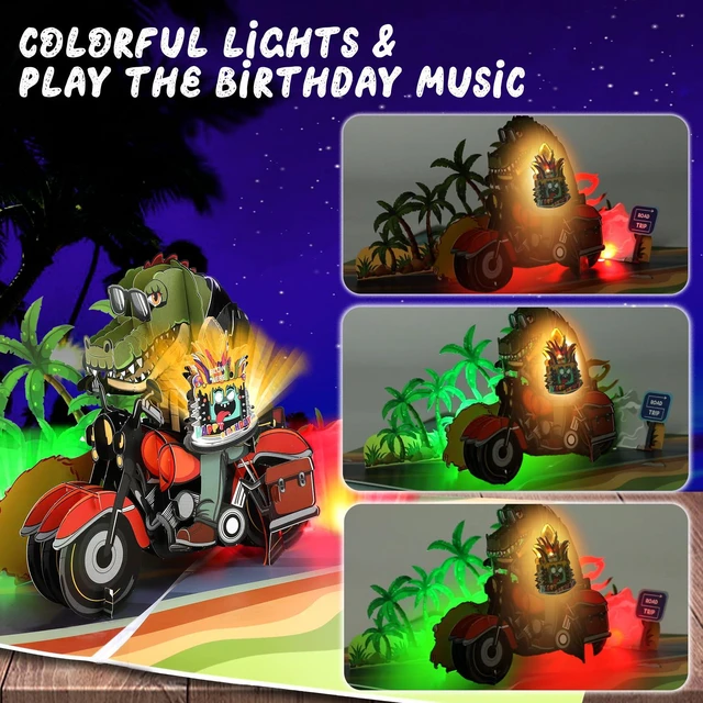 Alt view image 3 of 6 - Musical Birthday Cards for Boys, Funny Birthday Cards, Pop Up Birthday Cards, Blowable LED Candle Light Birthday Cards for Boys, Men, Sons, Grandsons