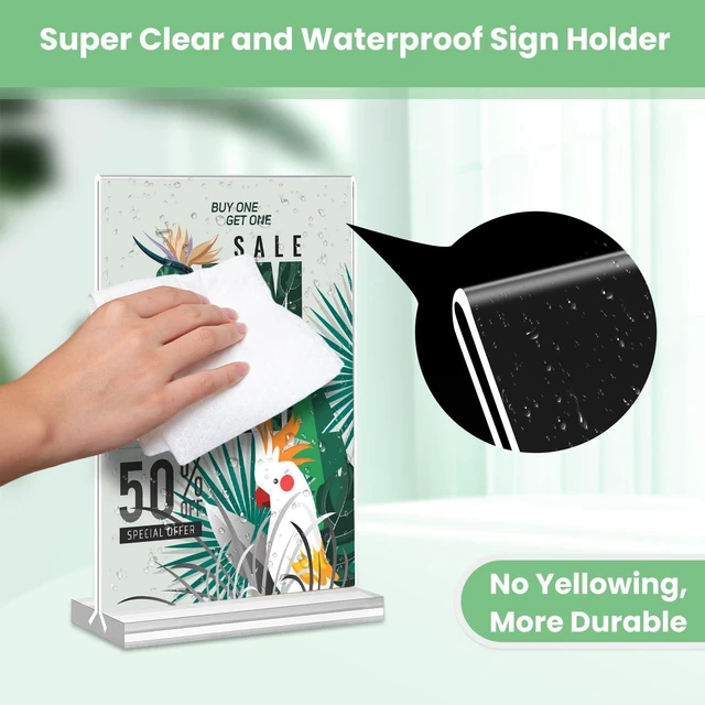 Alt view image 4 of 7 - Acrylic Sign Holder 4x6, 21 Pack Clear Table Menu Vertical Double Sided Display, Plastic Menu Stand Paper Holder Suitable for Restaurants Office Store Show Fair