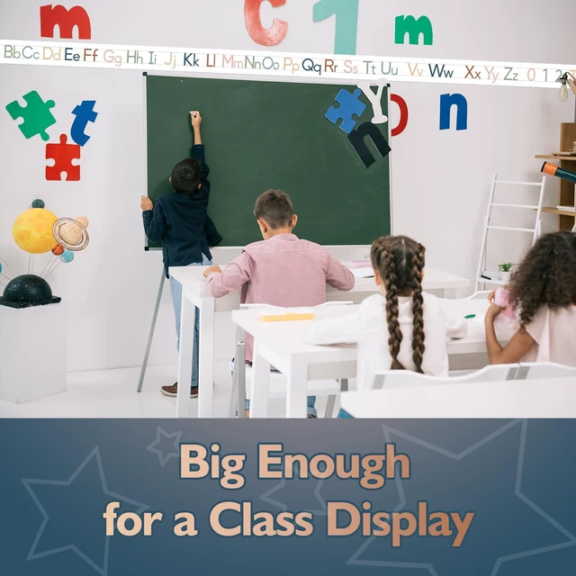 Alt view image 5 of 7 - 12 Pieces Alphabet Line for Classroom Wall Boho Manuscript Alphabet Line Bulletin Board Set ABC Banner and Number Border Posters for Classroom Decor