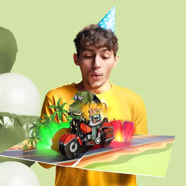 Alt view image 4 of 6 - Musical Birthday Cards for Boys, Funny Birthday Cards, Pop Up Birthday Cards, Blowable LED Candle Light Birthday Cards for Boys, Men, Sons, Grandsons