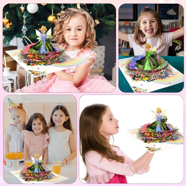 Alt view image 5 of 6 - Birthday Card, 3D Pop-Up Birthday Card for Girls Musical Birthday Card with Colorful Lights & Music, Fairy Birthday Card for Girls, Daughters, and Granddaughters