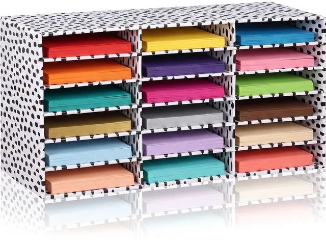 Main image of 1 Pc Classroom Construction Paper Storage,Black Blocks 18 Slot Compartments Desktop Scrapbook Organizer for Letter/A4 File Sorter, 14.2" H x 28.1" W x 12.4" D for School Office