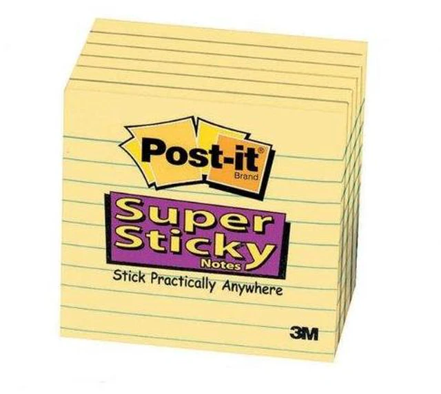 Alt view image 4 of 7 - Super Sticky Lined Notes, 6 Sticky-Note Pads, 4 x 4 in., School Supplies, Office Products, Sticky Notes for Vertical Surfaces, Monitors, Walls and Windows, Canary Yellow (Pack of 2)