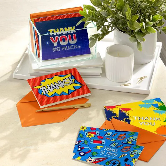 Alt view image 2 of 7 - Thank You Cards, Assorted 24-Pack (Comic Book & Gamer Designs)