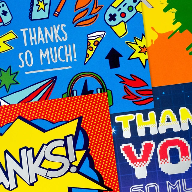 Alt view image 5 of 7 - Thank You Cards, Assorted 24-Pack (Comic Book & Gamer Designs)