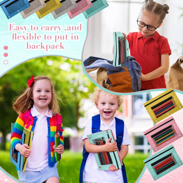 Alt view image 5 of 7 - 100 Pcs Classroom Binder Pencil Pouches, Macaron, 2 Zipper 3 Ring Binder Zipper Pencil Pouches, Mesh Layer Pencil Bags Bulk, Pencils Pouches for Students, Back to School Pen Bags