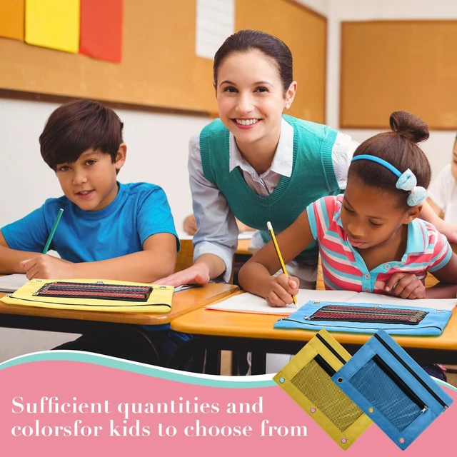 Alt view image 7 of 7 - 100 Pcs Classroom Binder Pencil Pouches, Macaron, 2 Zipper 3 Ring Binder Zipper Pencil Pouches, Mesh Layer Pencil Bags Bulk, Pencils Pouches for Students, Back to School Pen Bags