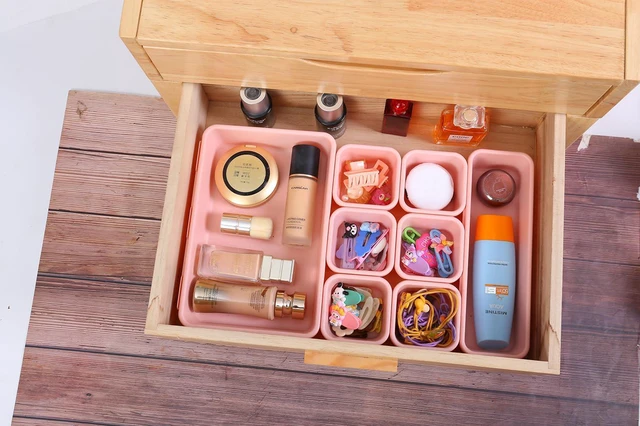 Alt view image 3 of 7 - 15 PCS Interlocking Desk Drawer Organizer Separator for Office,Bathroom,Kitchen,MakeupPink
