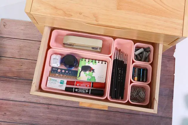 Alt view image 4 of 7 - 15 PCS Interlocking Desk Drawer Organizer Separator for Office,Bathroom,Kitchen,MakeupPink