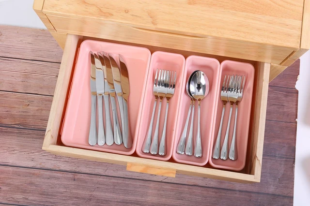 Alt view image 5 of 7 - 15 PCS Interlocking Desk Drawer Organizer Separator for Office,Bathroom,Kitchen,MakeupPink