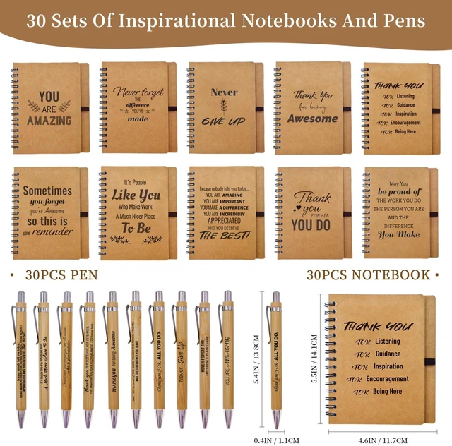 Alt view image 3 of 7 - 60 Pcs Employee Appreciation Gifts Bulk -30 Sets of Inspirational Notebooks with Motivational Pens, Small Notepads for Coworkers, Office Staff, Team, Volunteer, Group, Teachers, Thank You Gifts