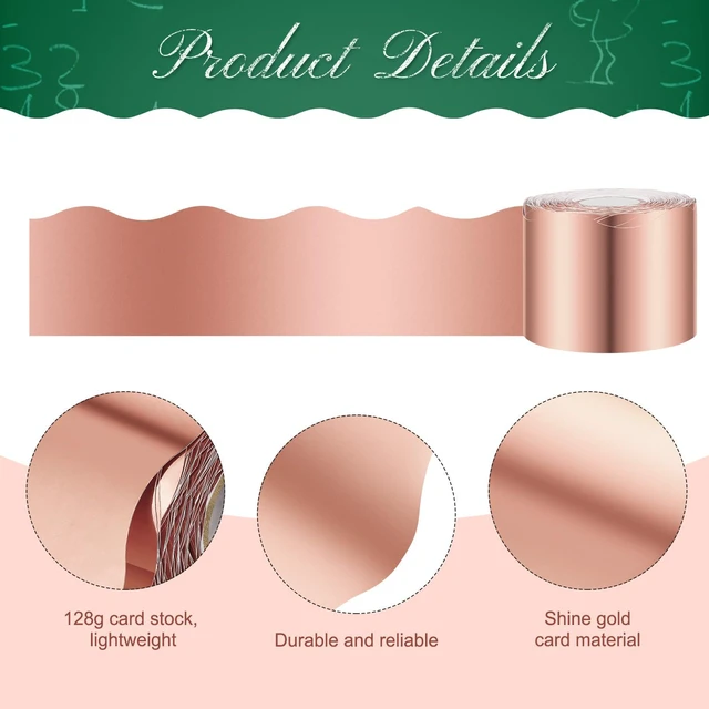 Alt view image 3 of 6 - 65.6 Ft Scalloped Bulletin Board Borders Decor,Rose Gold Scalloped Trim for Classroom Displays, Learning Spaces, Decorative Strips, Ideal for Teachers, School Decor Enhancement