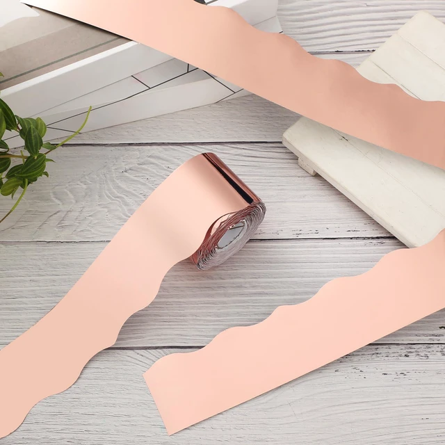 Alt view image 4 of 6 - 65.6 Ft Scalloped Bulletin Board Borders Decor,Rose Gold Scalloped Trim for Classroom Displays, Learning Spaces, Decorative Strips, Ideal for Teachers, School Decor Enhancement