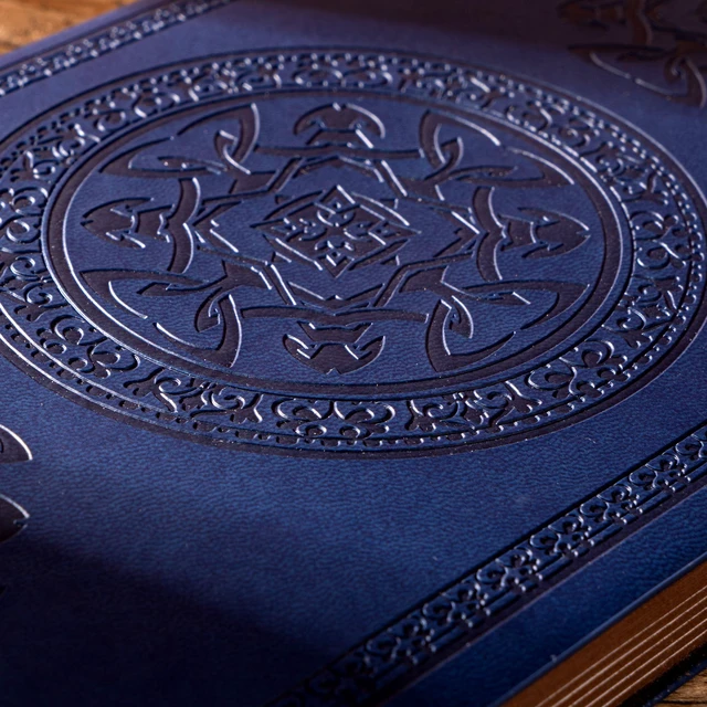 Alt view image 3 of 7 - Journal for Men Women Vintage Leather Diary Journaling Notebook, Blue Embossed Softcover, 288 Pages, Lay Flat for Writing, Journaling, Work, Travel, Business Gift, Portable A5, 5.7 x 8.3 in