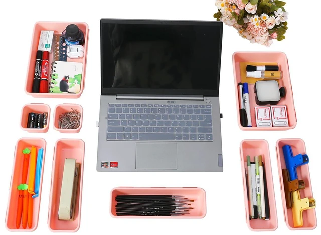 Alt view image 7 of 7 - 15 PCS Interlocking Desk Drawer Organizer Separator for Office,Bathroom,Kitchen,MakeupPink