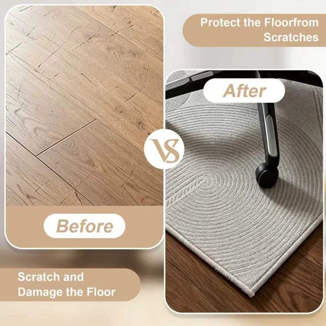Alt view image 4 of 7 - Office Chair Mat - for Hardwood Floors, Large Non-Slip Easy-Clean Floor Protection Blanket (Light Gray, 48 x 36in)