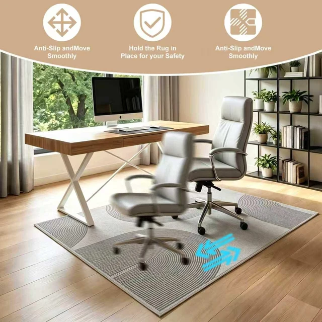 Alt view image 7 of 7 - Office Chair Mat - for Hardwood Floors, Large Non-Slip Easy-Clean Floor Protection Blanket (Light Gray, 48 x 36in)