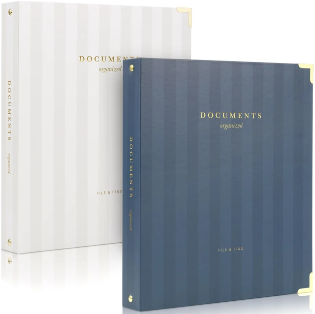 Main image of Aesthetic 3 Ring Binder Set of 2-1 Inch Binder Fits Letter Sized Paper Sturdy Cute Three Hole Ring Holder for Women or Men with Pocket - Easily Organizes Your Paperwork for School, Office or Work
