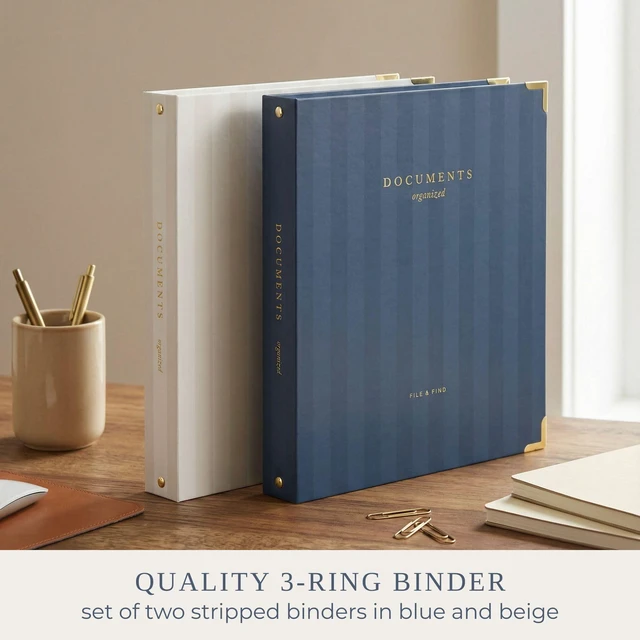 Alt view image 3 of 7 - Aesthetic 3 Ring Binder Set of 2-1 Inch Binder Fits Letter Sized Paper Sturdy Cute Three Hole Ring Holder for Women or Men with Pocket - Easily Organizes Your Paperwork for School, Office or Work