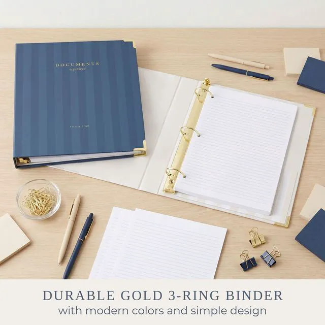 Alt view image 4 of 7 - Aesthetic 3 Ring Binder Set of 2-1 Inch Binder Fits Letter Sized Paper Sturdy Cute Three Hole Ring Holder for Women or Men with Pocket - Easily Organizes Your Paperwork for School, Office or Work