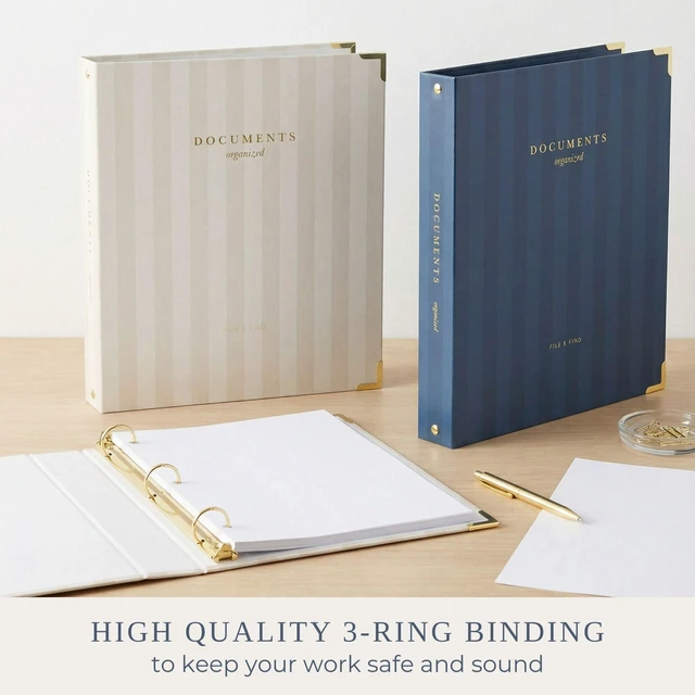 Alt view image 6 of 7 - Aesthetic 3 Ring Binder Set of 2-1 Inch Binder Fits Letter Sized Paper Sturdy Cute Three Hole Ring Holder for Women or Men with Pocket - Easily Organizes Your Paperwork for School, Office or Work