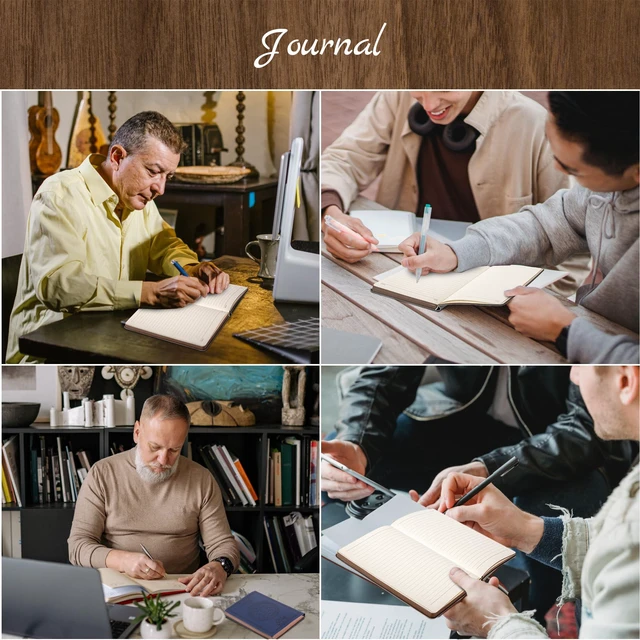 Alt view image 7 of 7 - Journal for Men Women Vintage Leather Diary Journaling Notebook, Blue Embossed Softcover, 288 Pages, Lay Flat for Writing, Journaling, Work, Travel, Business Gift, Portable A5, 5.7 x 8.3 in