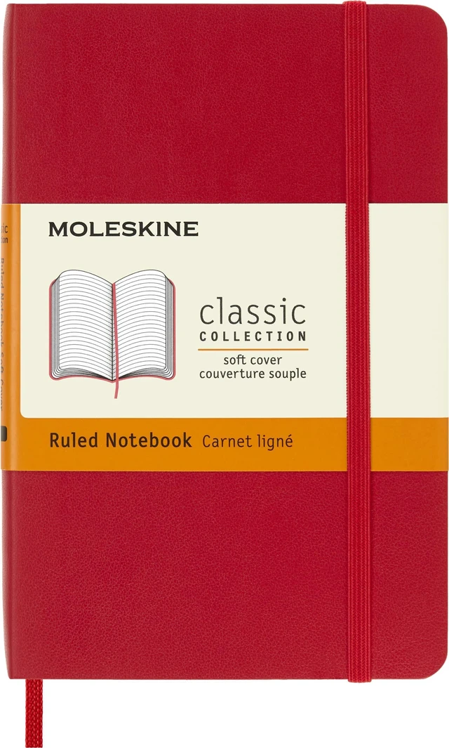 Main image of Classic Notebook, Soft Cover, Pocket (3.5" x 5.5") Ruled/Lined, Scarlet Red, 192 Pages