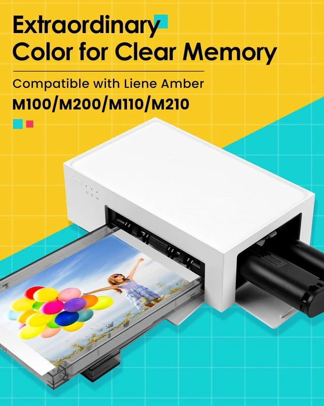 Alt view image 3 of 7 - 4Pack Compatible with Liene Amber M100 M110 4x6 Photo Printer Ink Cartridge Prints 160 Sheets Photo, Only for Amber M100/M200/M110/M210 (DHP512/DHP513/DHP514/DHP515), Dye Sublimation (Without Paper)