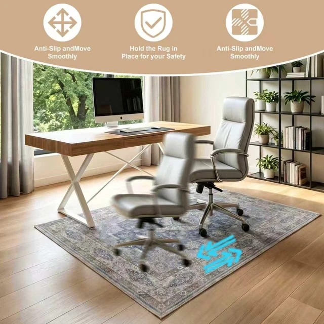 Alt view image 7 of 7 - Office Chair Mat - for Hardwood Floors, Large Non-Slip Easy-Clean Floor Protection Blanket (Blue, 60 x 48in)