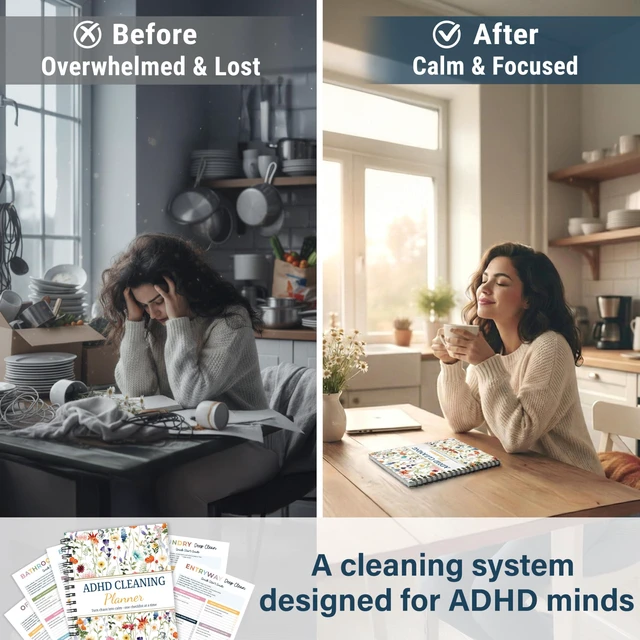 Alt view image 7 of 7 - ADHD Cleaning Planner, Wildflowers Daily Weekly Monthly Checklists Spiral Bound Schedule Organizer for Adults & Teens, Weekly & Monthly Household Tracker for ADHD Minds, Stress-Free Housework