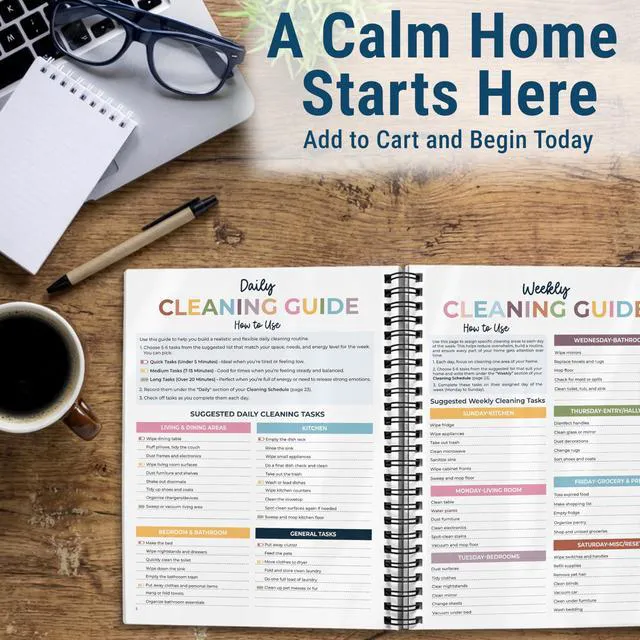 Alt view image 6 of 7 - ADHD Cleaning Planner, Wildflowers Daily Weekly Monthly Checklists Spiral Bound Schedule Organizer for Adults & Teens, Weekly & Monthly Household Tracker for ADHD Minds, Stress-Free Housework
