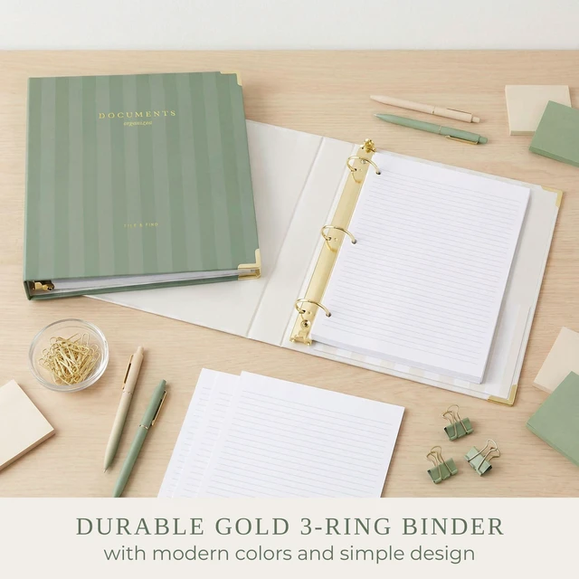 Alt view image 4 of 7 - Aesthetic 3 Ring Binder Set of 2-1 Inch Binder Fits Letter Sized Paper Sturdy Cute Three Hole Ring Holder for Women or Men with Pocket - Easily Organizes Your Paperwork for School, Office or Work