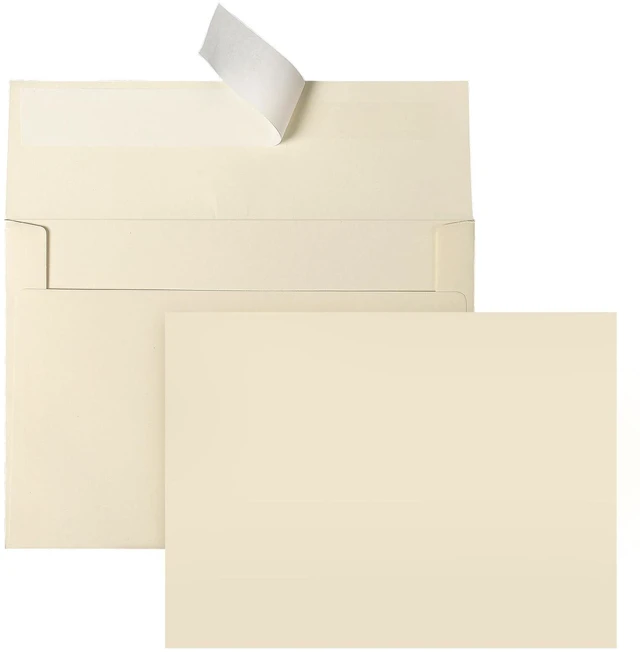 Main image of Cream Blank Flat Note Cards and Envelopes 5x7 (NOT FOLDED), 100 Pack 5x7 Flat Cream Cardstock and A7 Envelopes Self Seal for Wedding, Invitations, Thank You Cards & All Occasion