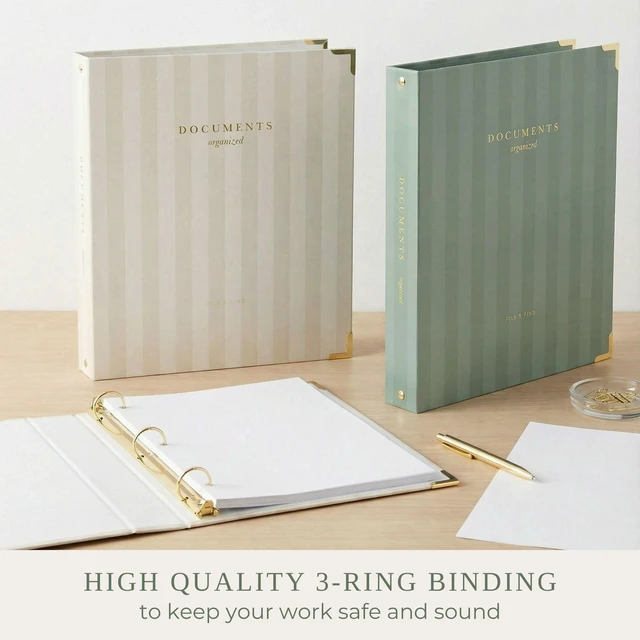Alt view image 6 of 7 - Aesthetic 3 Ring Binder Set of 2-1 Inch Binder Fits Letter Sized Paper Sturdy Cute Three Hole Ring Holder for Women or Men with Pocket - Easily Organizes Your Paperwork for School, Office or Work