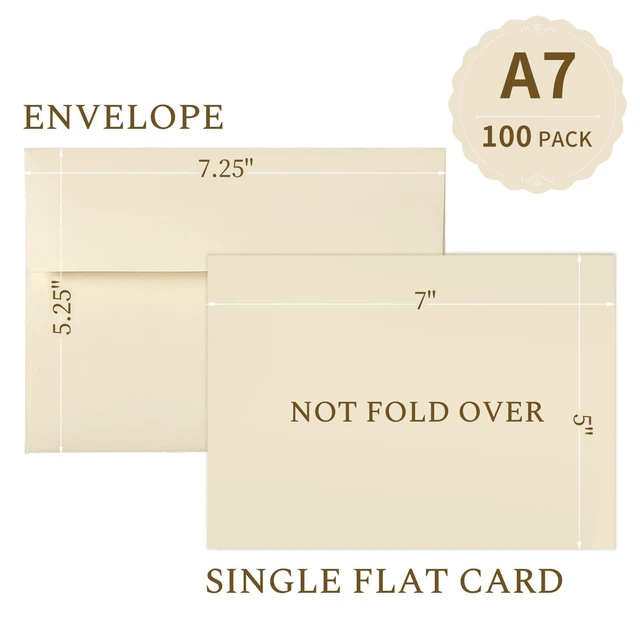 Alt view image 2 of 7 - Cream Blank Flat Note Cards and Envelopes 5x7 (NOT FOLDED), 100 Pack 5x7 Flat Cream Cardstock and A7 Envelopes Self Seal for Wedding, Invitations, Thank You Cards & All Occasion