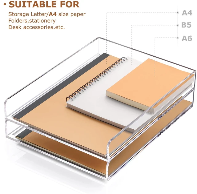 Alt view image 4 of 7 - 4 Tier Stackable Paper Letter Tray, Acrylic Vertical File Tray A4 Desk Organizer and Accessories Sorter Trays, Clear Workspace Office Supplies Organizers,12inx9.25inx6.6in