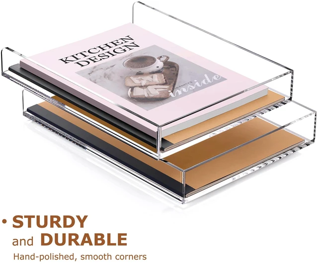 Alt view image 7 of 7 - 4 Tier Stackable Paper Letter Tray, Acrylic Vertical File Tray A4 Desk Organizer and Accessories Sorter Trays, Clear Workspace Office Supplies Organizers,12inx9.25inx6.6in