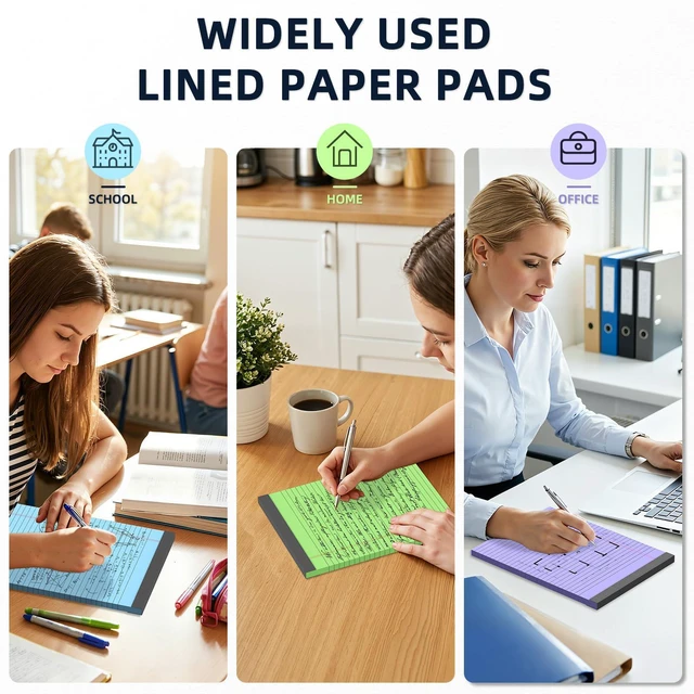 Alt view image 7 of 7 - 24 Pack Colored Legal Pads 8.5 x 11 Wide Ruled Note Pads 8.5 x 11 Notepads Writing Pads with Sturdy White Back, 30 Sheets Per Notepad, Multicolor PerforatedLined Paper for Home School Office Supplies
