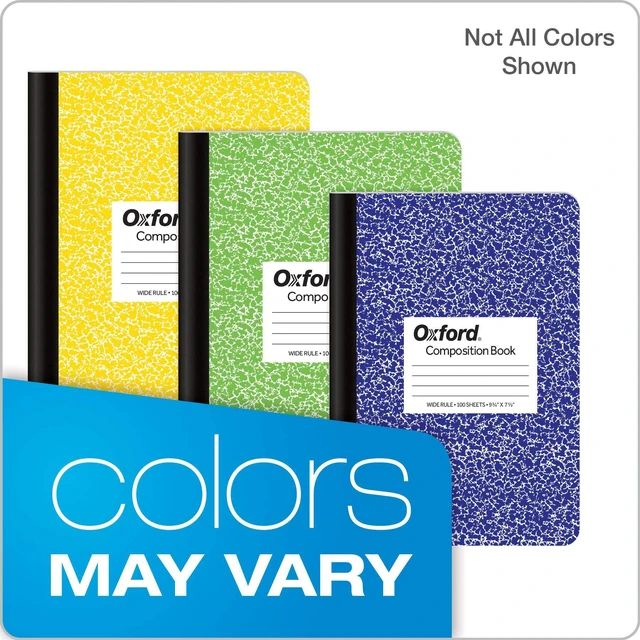 Alt view image 6 of 7 - Oxford Composition Notebooks, Wide Ruled Paper, 9-3/4" x 7-1/2", Assorted Marble Covers, 100 Sheets, 12 per Pack, Colors May Vary (63794)