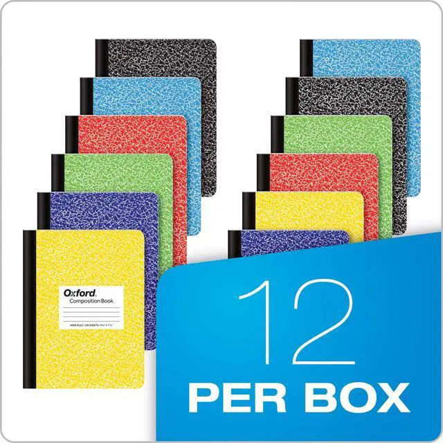 Alt view image 7 of 7 - Oxford Composition Notebooks, Wide Ruled Paper, 9-3/4" x 7-1/2", Assorted Marble Covers, 100 Sheets, 12 per Pack, Colors May Vary (63794)