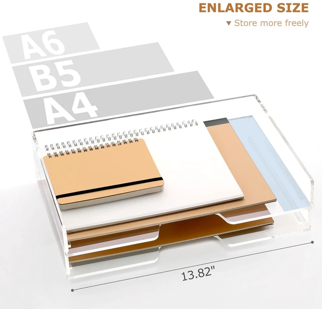 Alt view image 7 of 7 - 4 Tier Acrylic Paper Letter Tray Desk Stackable Organizer TraysClear Enlarged A4 Stackable File Document Tray Workspace Office Supplies Organizers and Accessories Sorter13.82inx9.29inx6.7in