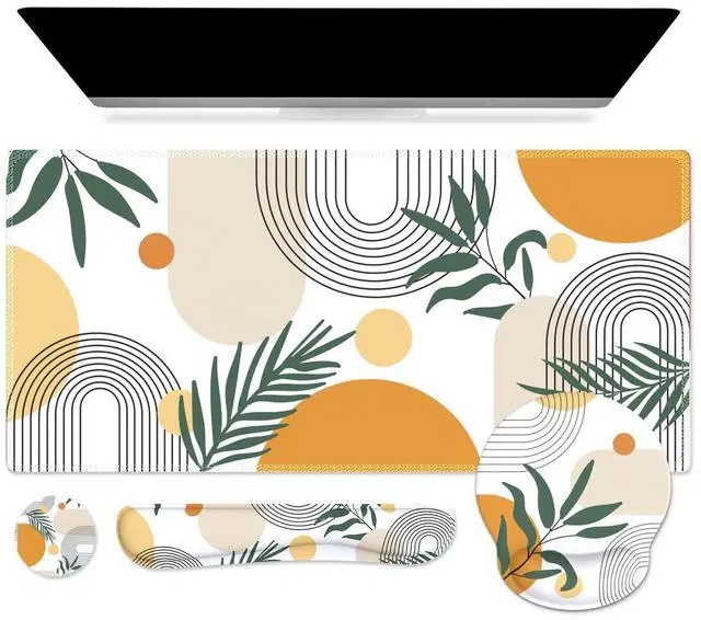 Main image of Elm Leaf Writing Pad 35.4"x15.7", Desk Protector for School Charming Ergonomic Desk Pad Including Keyboard Wrist Rest, Mousepad Set for Cubicle Home Workspace Study Space