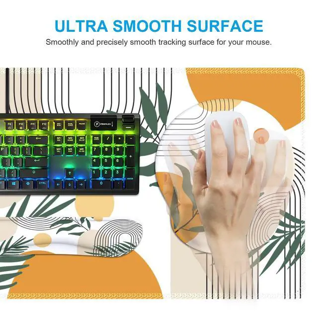 Alt view image 5 of 7 - Elm Leaf Writing Pad 35.4"x15.7", Desk Protector for School Charming Ergonomic Desk Pad Including Keyboard Wrist Rest, Mousepad Set for Cubicle Home Workspace Study Space