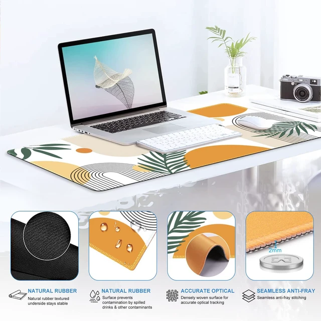 Alt view image 6 of 7 - Elm Leaf Writing Pad 35.4"x15.7", Desk Protector for School Charming Ergonomic Desk Pad Including Keyboard Wrist Rest, Mousepad Set for Cubicle Home Workspace Study Space