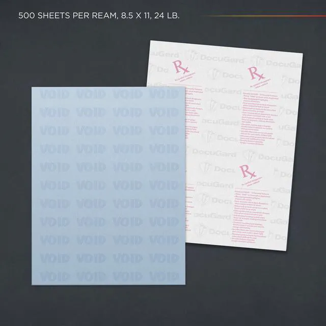 Alt view image 2 of 7 - Medical Security Papers, 24 lb Bond Weight, 8.5 x 11, Blue, 500/Ream