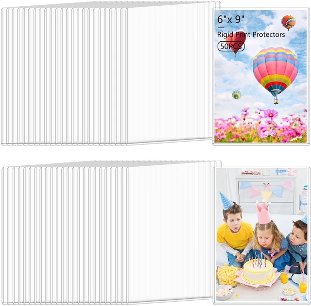 Main image of 50PCS 6" x 9" Rigid Print Protectors Clear Hard Plastic Large Card Sleeves for Jumbo Card, Top Loading Rigid Card Sheet Protectors for Postcards, Photos, Trading & Sports Cards